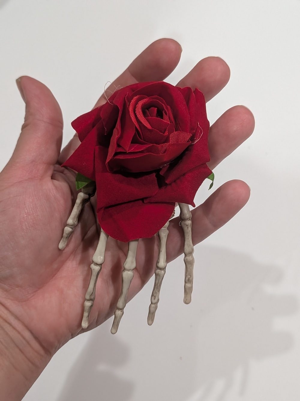 Red Rose Skeleton Hair Clip - Women Accessories